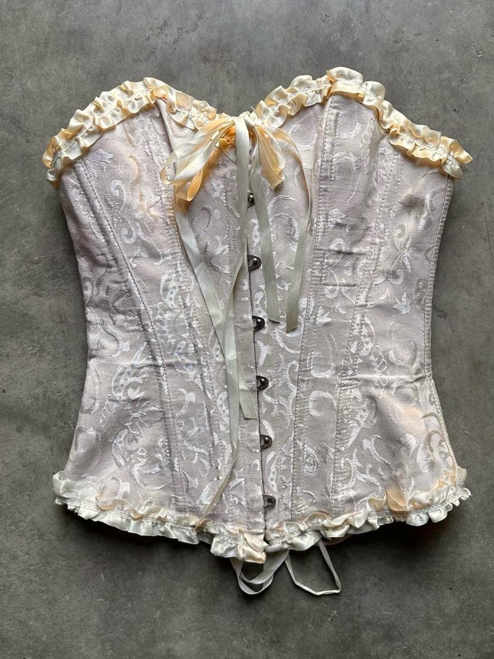 Romantic Brocade Corset Top – Cream